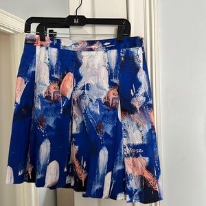 Reiss Watercolor Print Pleated Skirt - US Size 8